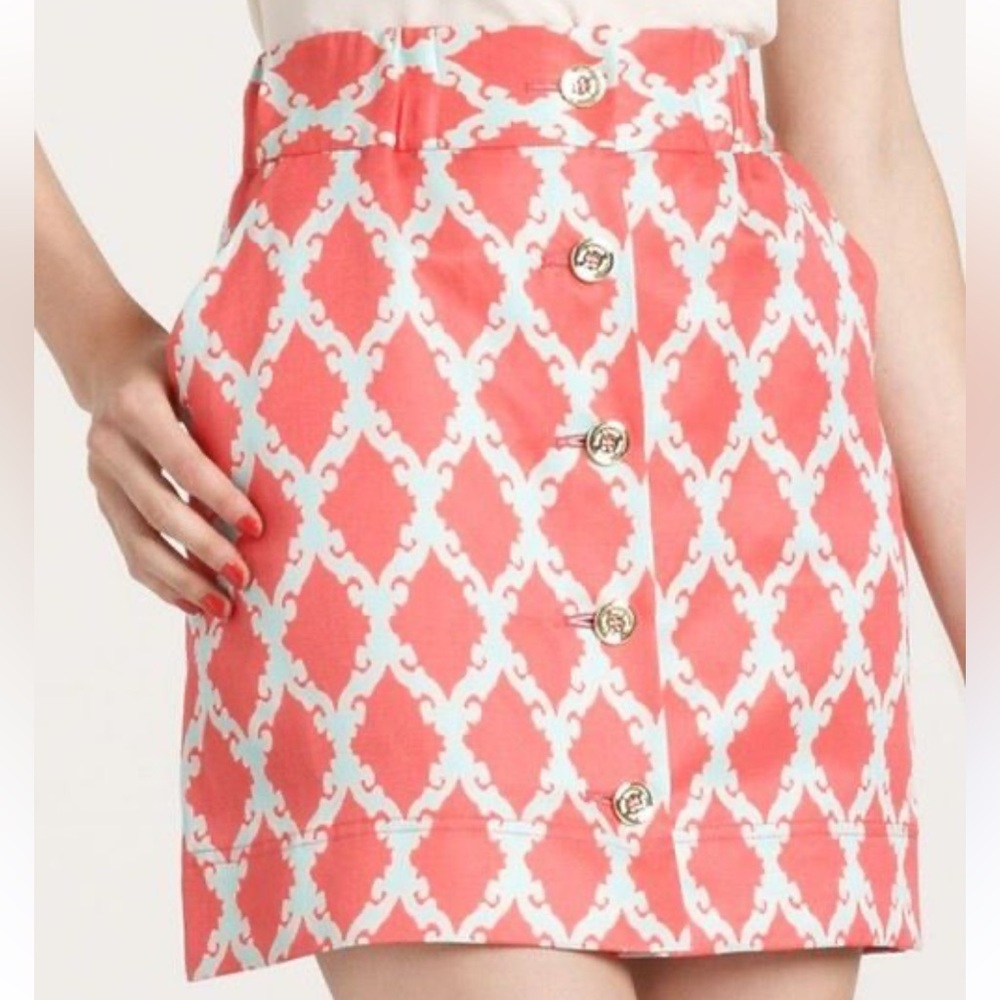 Kate Spade Silk Linen Button Front Mini Skirt‎ Size 8